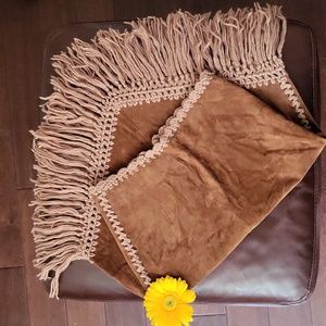 Atos Lombardini (Italy) 100% Suede Skirt with Braided & Fringe Trim